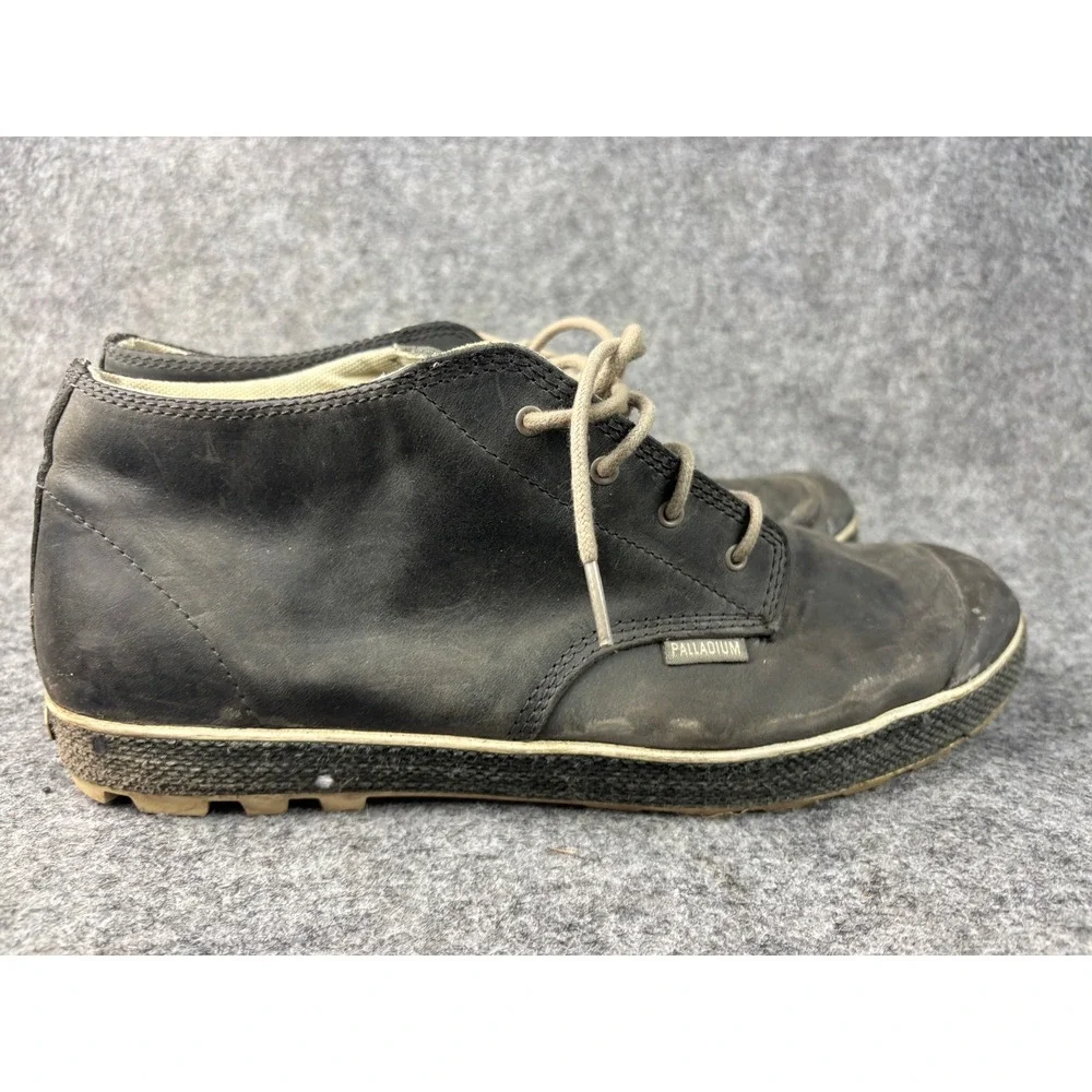 Palladium Chukka Boots Mens 13 Black Leather Lace Up Mid Top 02840056
